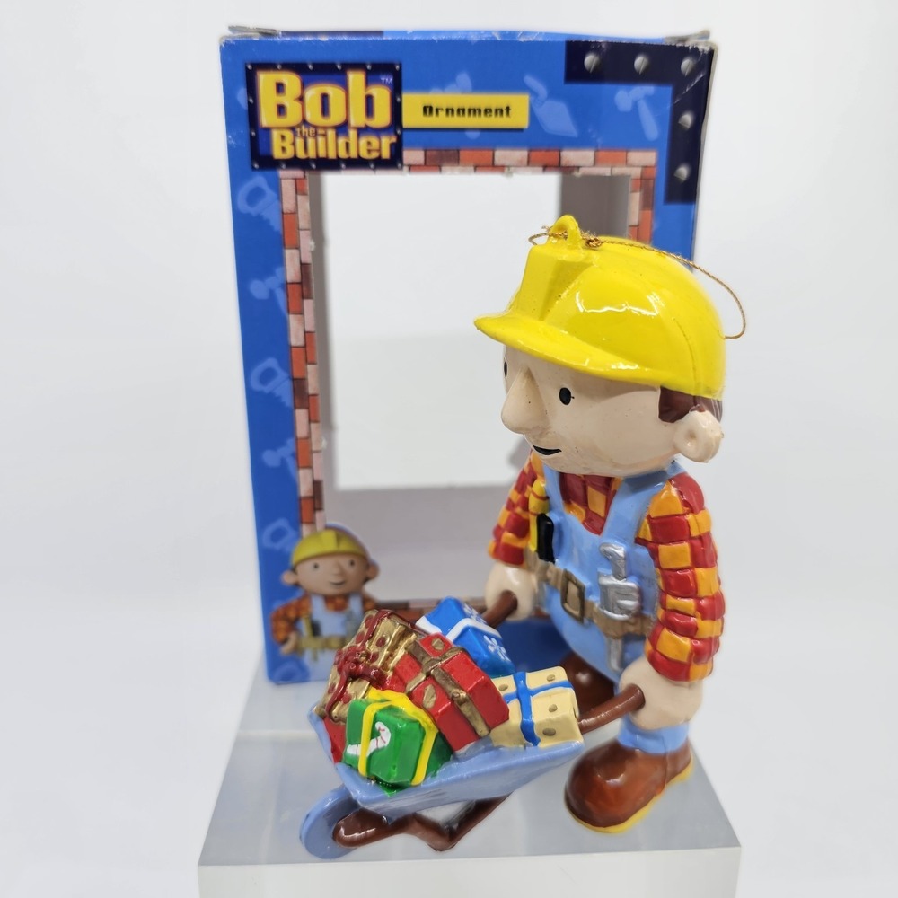 Vintage 2002 Kurt S. Adler Bob the Builder w Wheelbarrow Christmas Tree Ornament